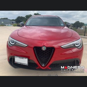 Alfa Romeo Stelvio Front V Shield Grill Frame + Emblem Frame Kit - Carbon Fiber 